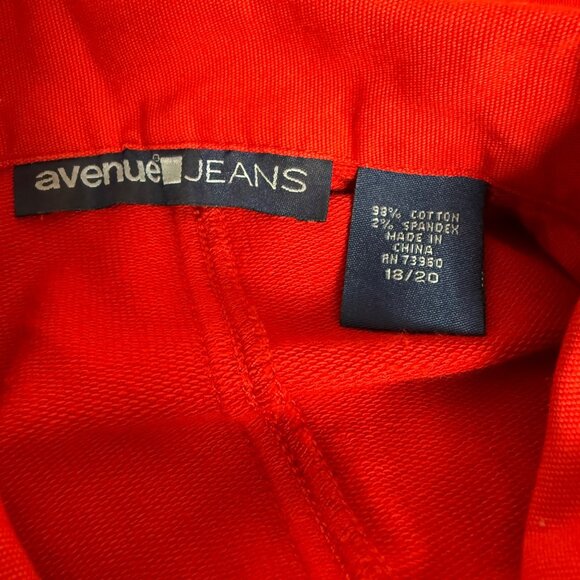 Avenue Jeans Barn Style Jacket Red Size 18/20 Denim Front Jersey Back Medallions - Picture 7 of 13